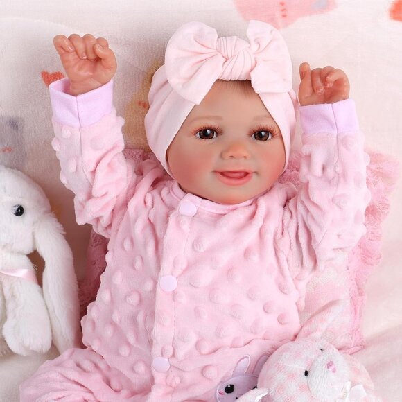 🆕17inch Soft Cloth Body Newborn Baby Poseable Limbs Sakura Baby Doll Girl - Picture 6 of 9